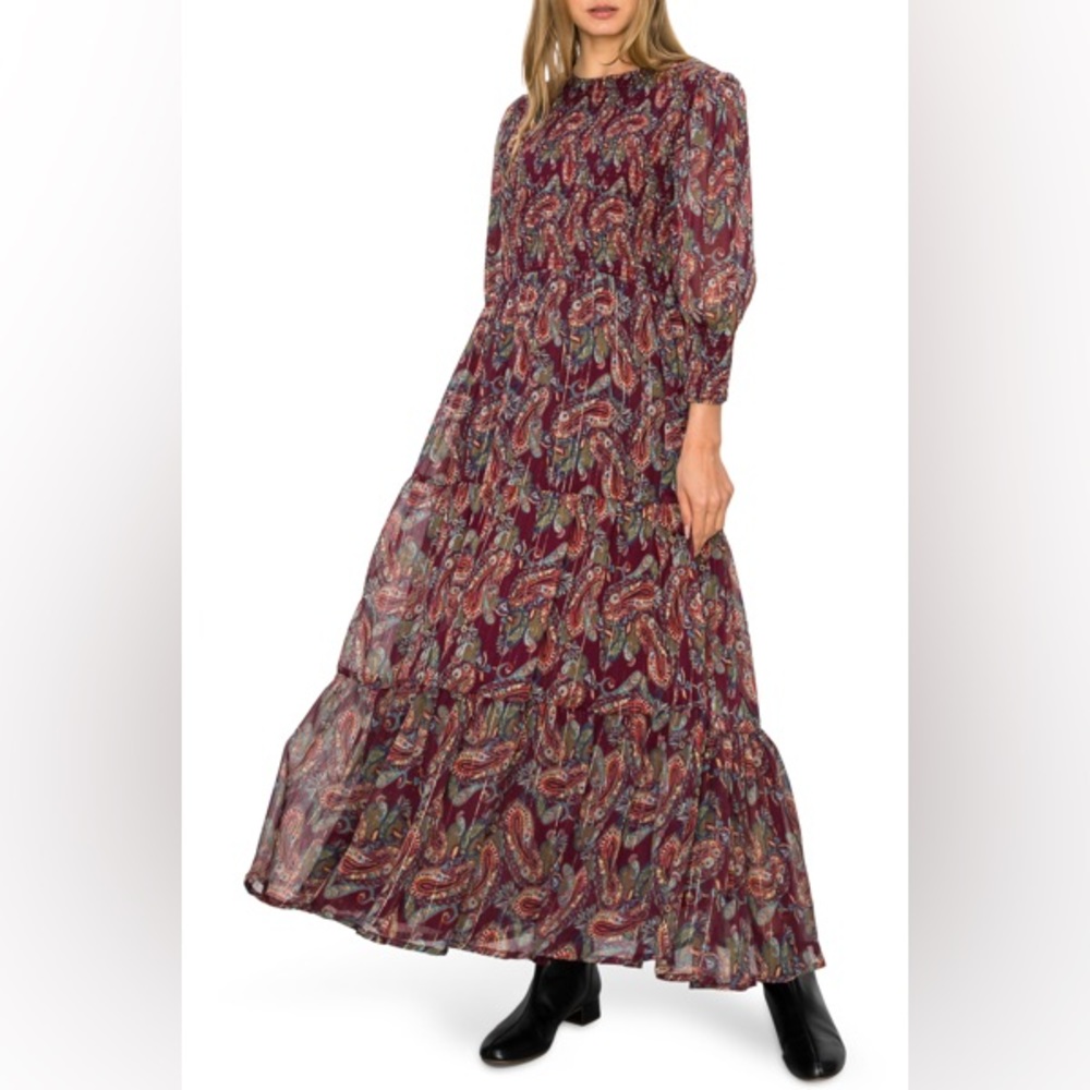 Melloday smocked shimmer maxi dress